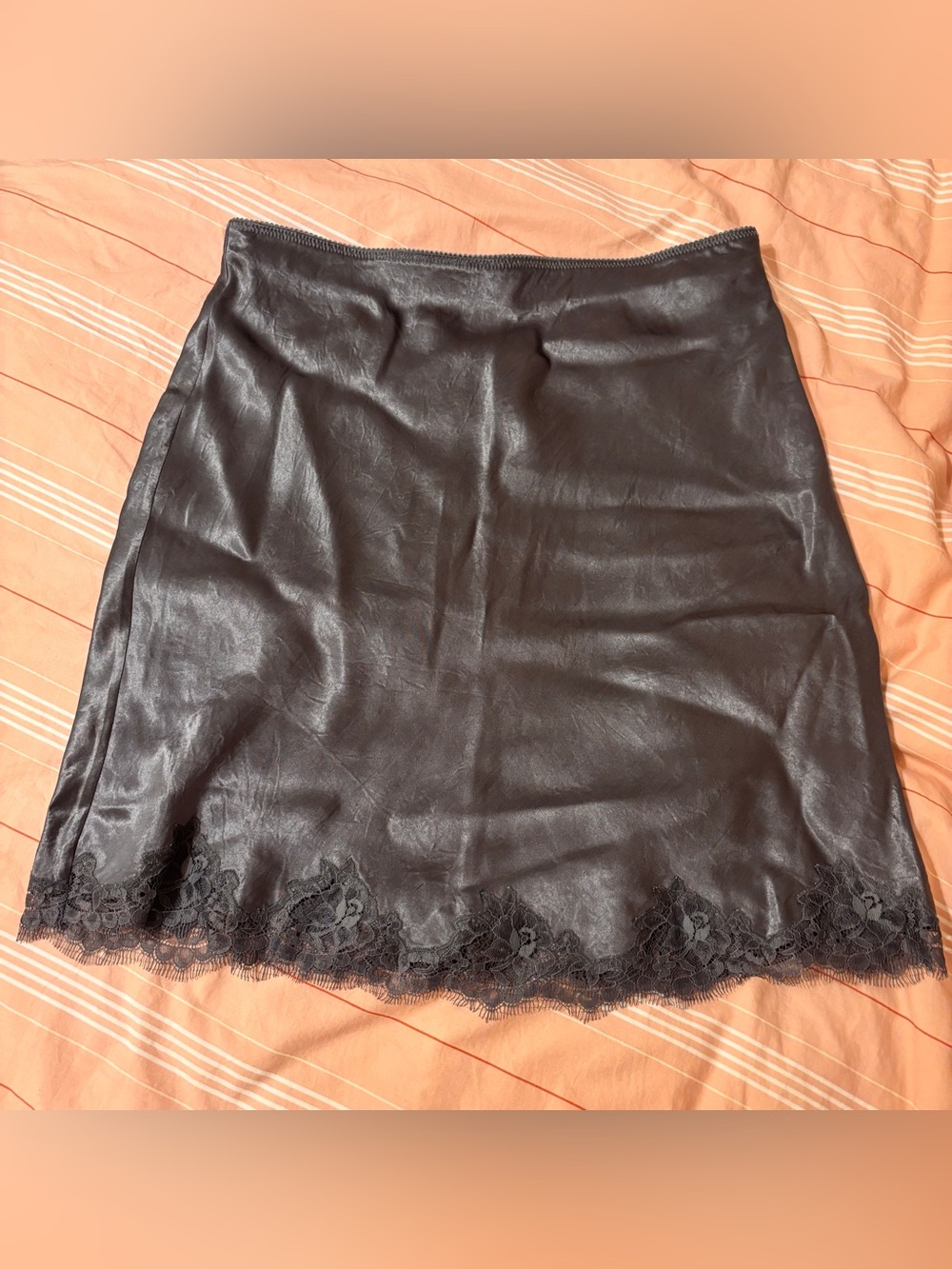 J. Crew Satin Mini Skirt with Lace Trim